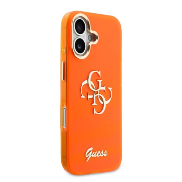 Калъф Guess IML 4G Script Metal Logo за iPhone 17, оранжев 4