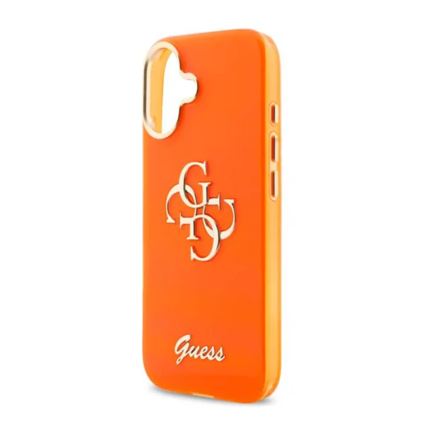 Калъф Guess IML 4G Script Metal Logo за iPhone 17, оранжев 5