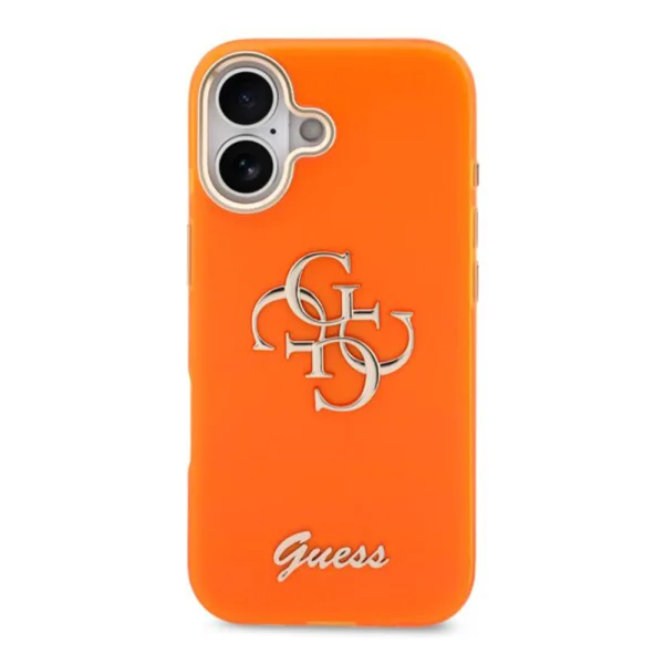 Калъф Guess IML 4G Script Metal Logo за iPhone 17, оранжев 2