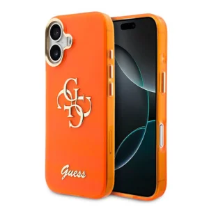 Калъф Guess IML 4G Script Metal Logo за iPhone 17, оранжев