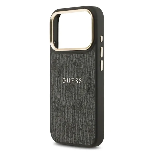 Guess PU Leather 4G Gold Frame case, compatible with Magsafe for iPhone 18 Pro, black 5