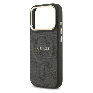 Guess PU Leather 4G Gold Frame case, compatible with Magsafe for iPhone 18 Pro, black 5