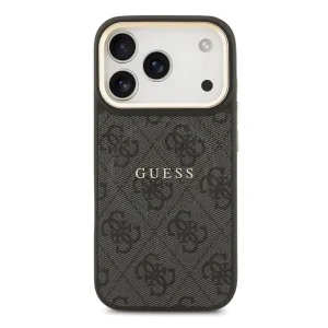 Guess PU Leather 4G Gold Frame case, compatible with Magsafe for iPhone 18 Pro, black 3