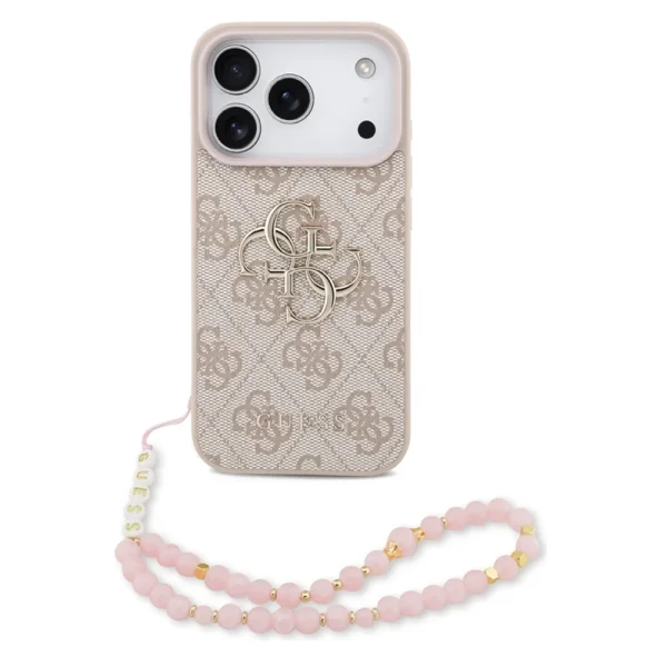 Guess PU 4G Metal Logo Strap Case for iPhone 18 Pro, pink 1