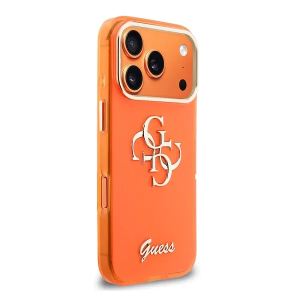Калъф Guess IML 4G Script Metal Logo Case за iPhone 18 Pro, оранжев 4