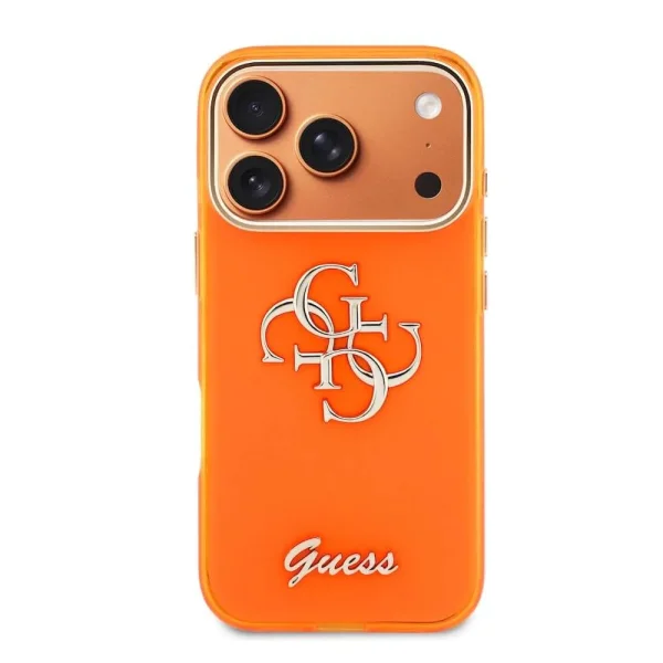 Калъф Guess IML 4G Script Metal Logo Case за iPhone 18 Pro, оранжев 3