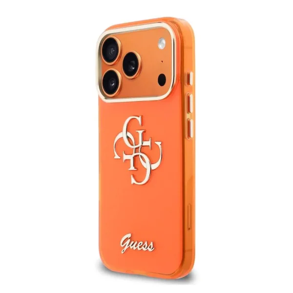 Калъф Guess IML 4G Script Metal Logo Case за iPhone 18 Pro, оранжев 2