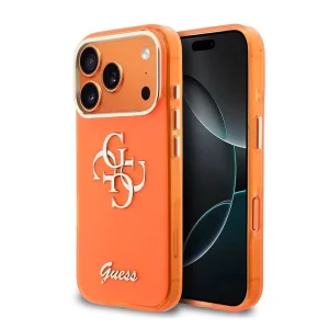 Калъф Guess IML 4G Script Metal Logo Case за iPhone 18 Pro, оранжев