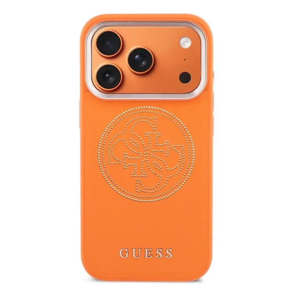 Guess PU Perforated 4G Logo Case, compatible with Magsafe for iPhone 18 Pro, orange 3