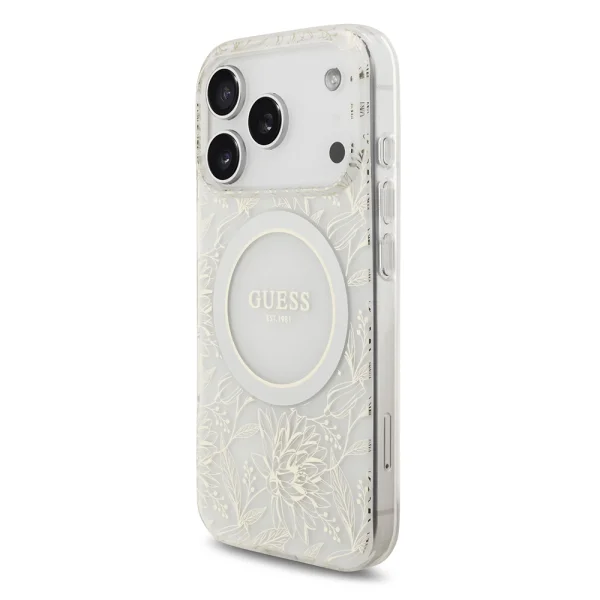 Guess IML Flowers Allover Strap case, Magsafe compatible for iPhone 17 Pro Max / iPhone 18 Pro Max, white 2