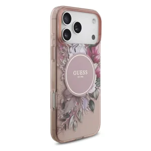 Guess IML Flowers Pearl Case, compatible with MagSafe for iPhone 18 Pro Max, pink 3