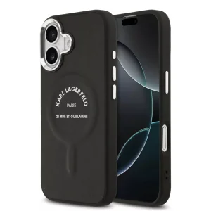 Калъф Karl Lagerfeld PU RSG Logo, съвместим с Magsafe за iPhone 17, черен