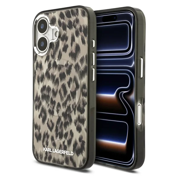 Калъф Karl Lagerfeld IML Leopard, съвместим с Magsafe Case за iPhone 17, кафяв 1