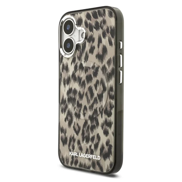 Калъф Karl Lagerfeld IML Leopard, съвместим с Magsafe Case за iPhone 17, кафяв 2