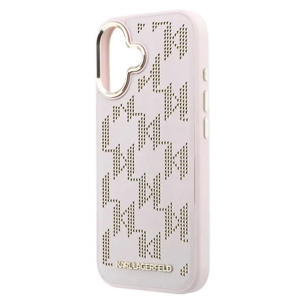 Karl Lagerfeld PU Perforated Monogram Case, Compatible with MagSafe for iPhone 17, pink 5