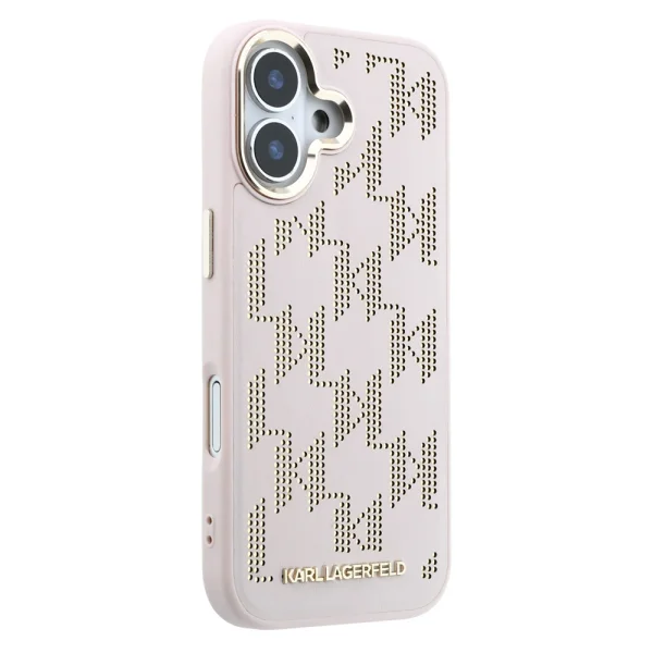 Karl Lagerfeld PU Perforated Monogram Case, Compatible with MagSafe for iPhone 17, pink 4