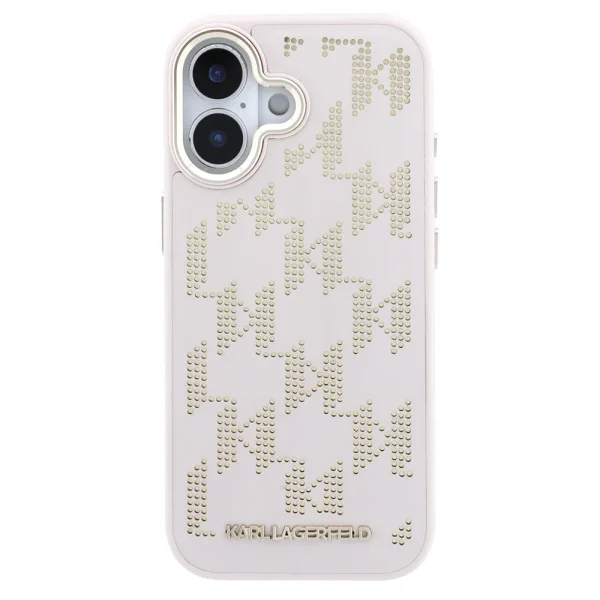 Karl Lagerfeld PU Perforated Monogram Case, Compatible with MagSafe for iPhone 17, pink 3