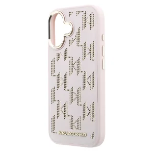 Karl Lagerfeld PU Perforated Monogram Case, Compatible with MagSafe for iPhone 17, pink 5