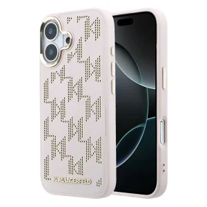 Калъф Karl Lagerfeld PU Perforated Monogram, съвместим с Magsafe за iPhone 17, розов