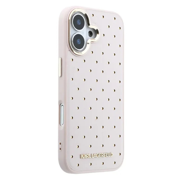 Karl Lagerfeld PU Perforated Gold Dots Case, MagSafe compatible for iPhone 17, pink 4
