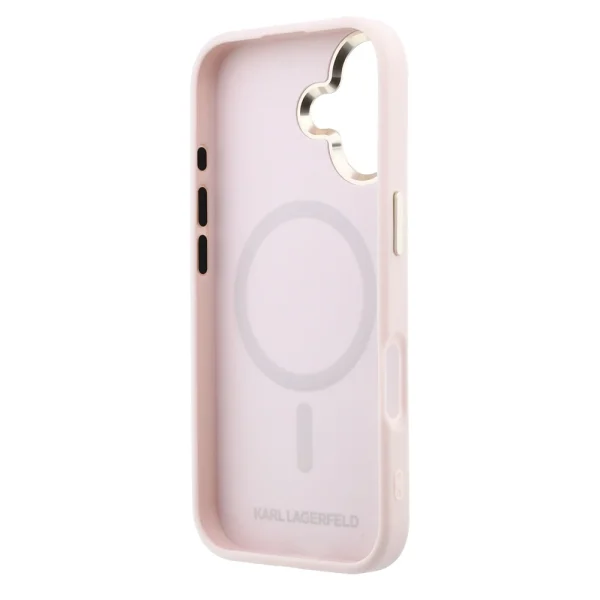 Karl Lagerfeld PU Perforated Gold Dots Case, MagSafe compatible for iPhone 17, pink 6