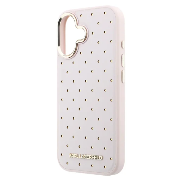 Karl Lagerfeld PU Perforated Gold Dots Case, MagSafe compatible for iPhone 17, pink 5