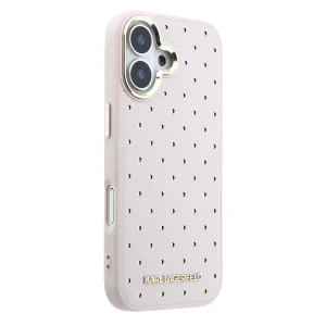 Karl Lagerfeld PU Perforated Gold Dots Case, MagSafe compatible for iPhone 17, pink 4