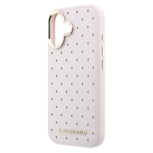 Karl Lagerfeld PU Perforated Gold Dots Case, MagSafe compatible for iPhone 17, pink 5