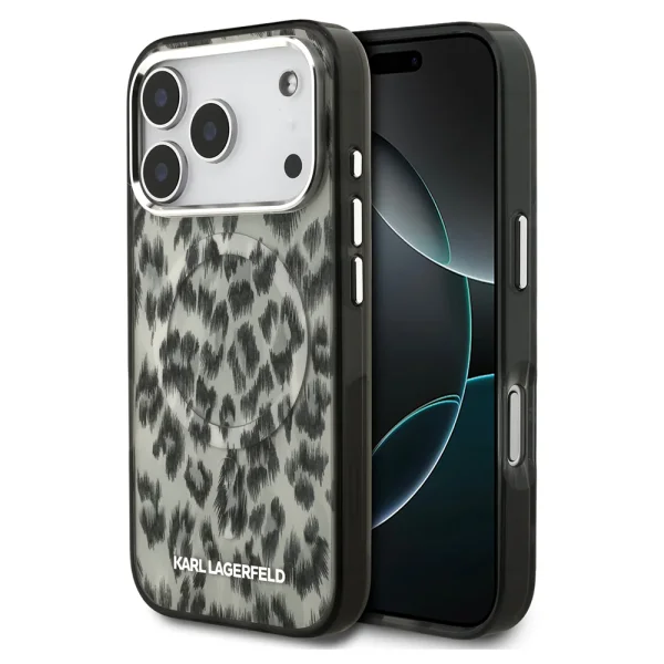 Karl Lagerfeld IML Leopard Case, compatible with Magsafe for iPhone 18 Pro, brown 1