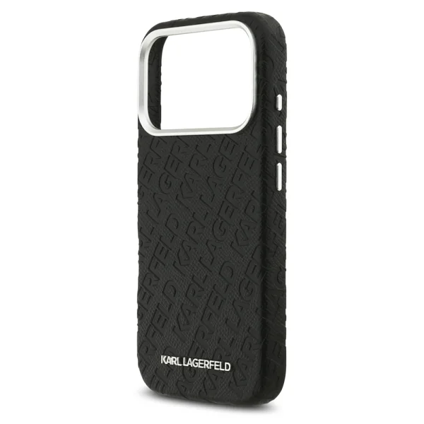 Karl Lagerfeld Grained PU Repeated Logo Case, MagSafe compatible for iPhone 18 Pro, black 5