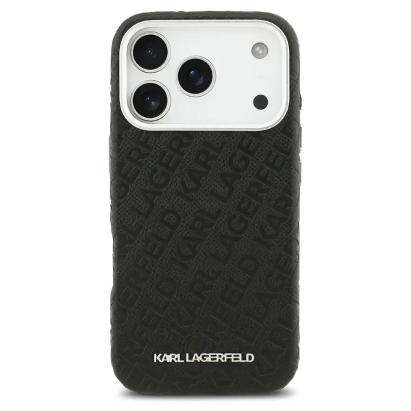 Karl Lagerfeld Grained PU Repeated Logo Case, MagSafe compatible for iPhone 18 Pro, black 3
