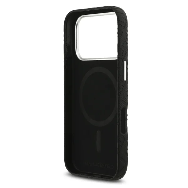 Karl Lagerfeld Grained PU Repeated Logo Case, MagSafe compatible for iPhone 18 Pro, black 6