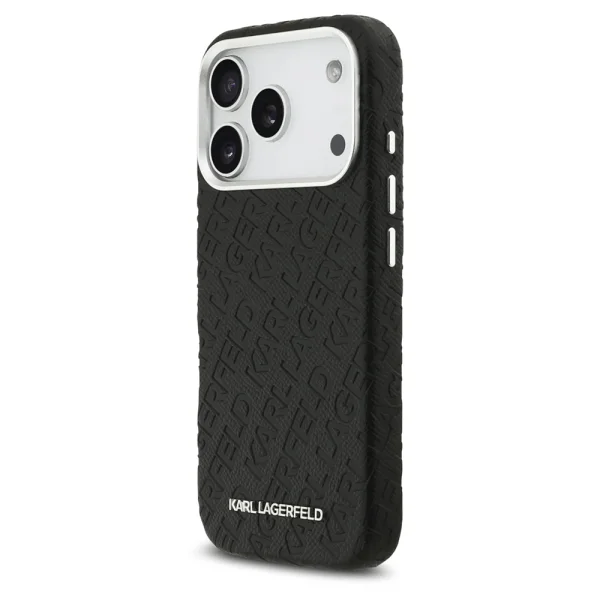 Karl Lagerfeld Grained PU Repeated Logo Case, MagSafe compatible for iPhone 18 Pro, black 2