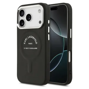 Калъф Karl Lagerfeld PU RSG Logo, съвместим с Magsafe за iPhone 18 Pro Max, черен