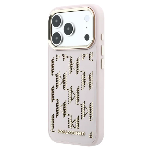 Lagerfeld PU Perforated Monogram case, compatible with Magsafe Case for iPhone 18 Pro Max, pink 2