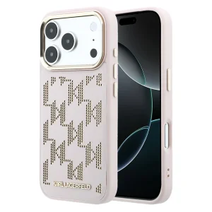 Калъф Lagerfeld PU Perforated Monogram, съвместим с Magsafe Case за iPhone 18 Pro Max, розов