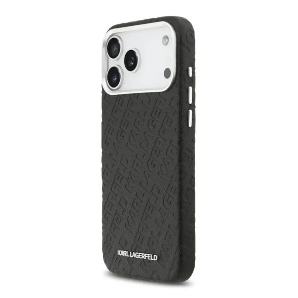 Karl Lagerfeld Grained PU Repeated Logo Case, compatible with MagSafe for iPhone 18 Pro Max, black 2