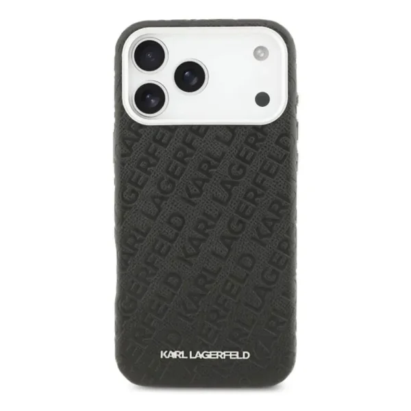 Karl Lagerfeld Grained PU Repeated Logo Case, compatible with MagSafe for iPhone 18 Pro Max, black 3