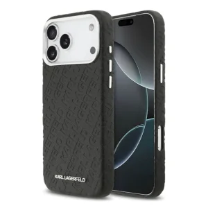 Калъф Karl Lagerfeld Grained PU Repeated Logo, съвместим с Magsafe за iPhone 18 Pro Max, черен