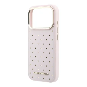 Karl Lagerfeld PU Perforated Gold Dots Case, Magsafe Compatible for iPhone 18 Pro, pink 5