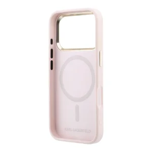 Karl Lagerfeld PU Perforated Gold Dots Case, Magsafe Compatible for iPhone 18 Pro, pink 6