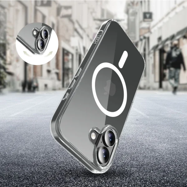 Case Tech-Protect Flexair Hybrid, compatible with Magsafe for Iphone 17, transparent 4