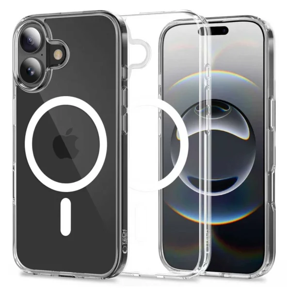 Case Tech-Protect Flexair Hybrid, compatible with Magsafe for Iphone 17, transparent 1