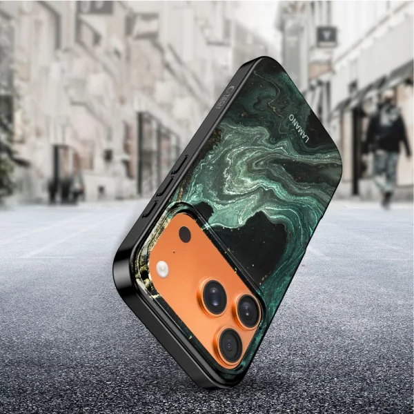 Tech-Protect Lamano Case, MagSafe compatible for Iphone 18 Pro Max, green marble 5