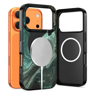 Tech-Protect Lamano Case, MagSafe compatible for Iphone 18 Pro Max, green marble 3
