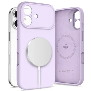Калъф Tech-Protect Silicone, съвместим с Magsafe за Iphone 17, светло лилав