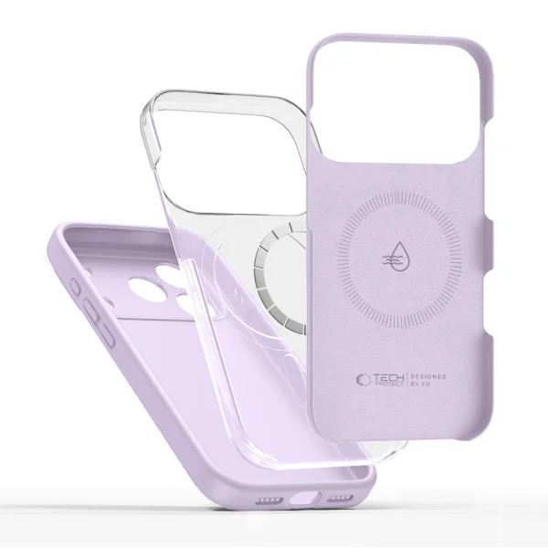 Tech-Protect Silicone Case, Compatible with Magsafe for Iphone 18 Pro, Light Purple 2