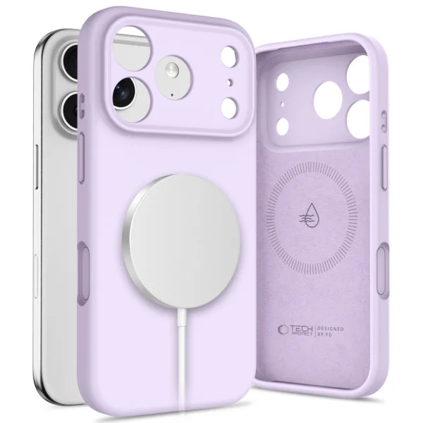 Tech-Protect Silicone Case, Compatible with Magsafe for Iphone 18 Pro, Light Purple 1