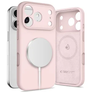 Калъф Tech-Protect Silicone, съвместим с Magsafe за Iphone 18 Pro Max, светло розов