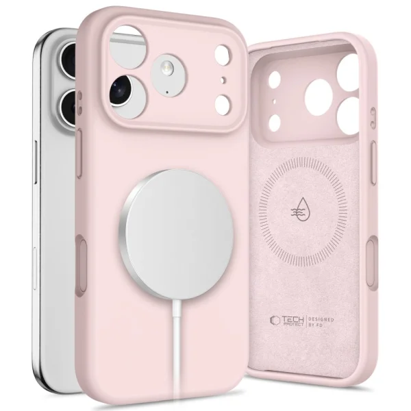 Калъф Tech-Protect Silicone, съвместим с Magsafe за Iphone 18 Pro, светло розов 1